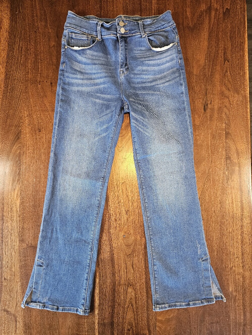 Risen Jeans Blue Stretchy With Side Slits Size 32